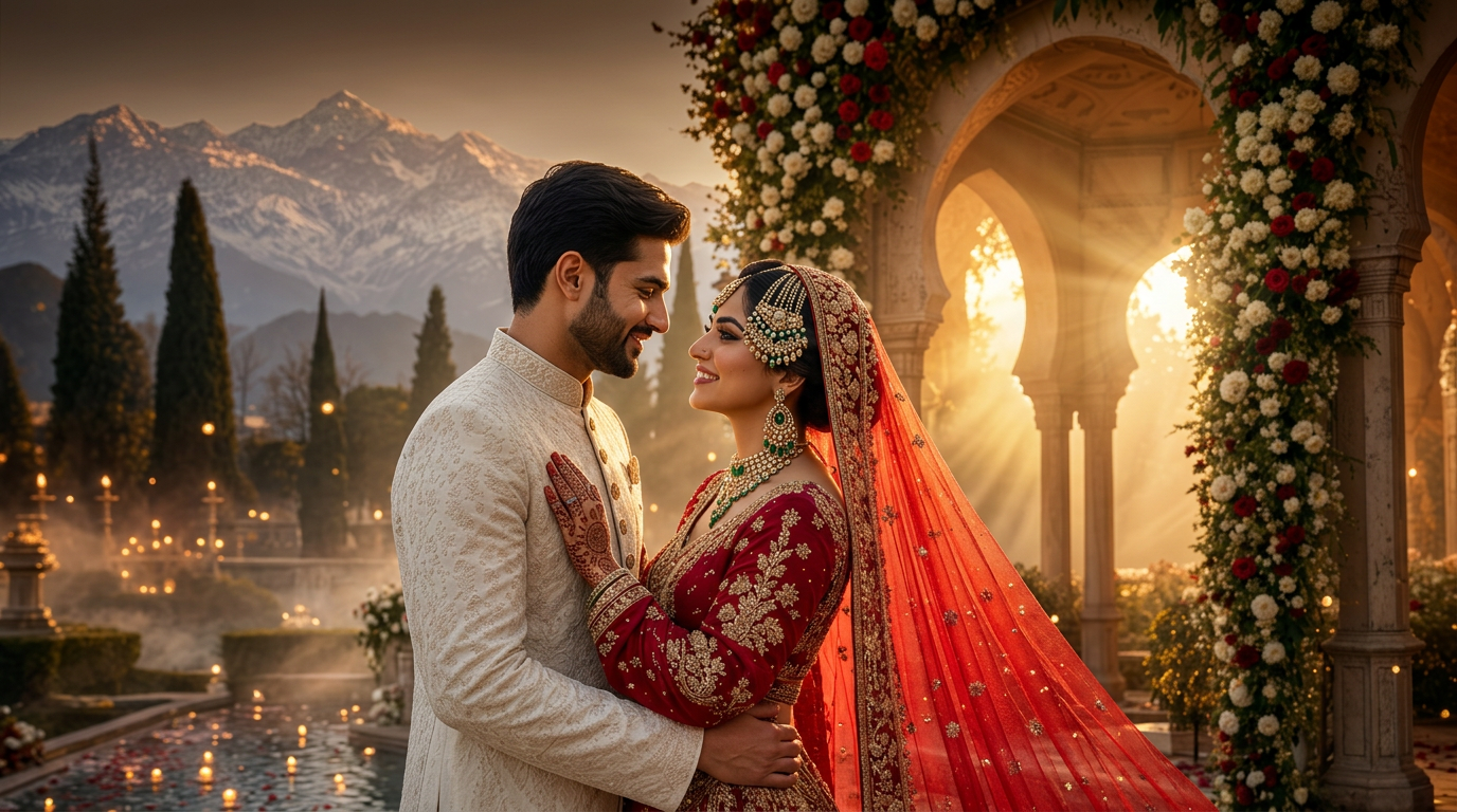 A Muslim couple at their nikah
